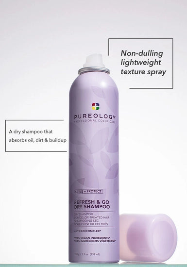 Non-drying dry shampoo spray that absorbs oil while adding movement and light texture. Absorbs oil and protects color-treated hair from color fade, heat damage and environmental stressors.