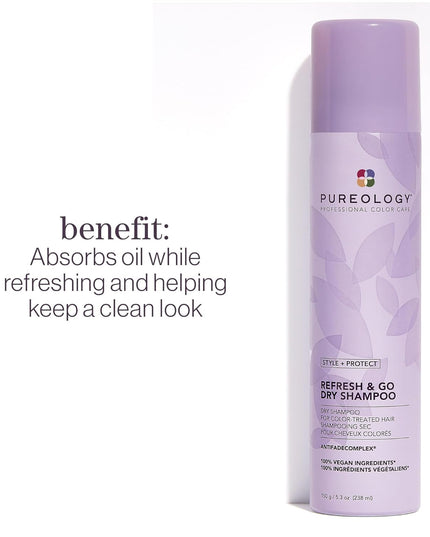 Non-drying dry shampoo spray that absorbs oil while adding movement and light texture. Absorbs oil and protects color-treated hair from color fade, heat damage and environmental stressors.