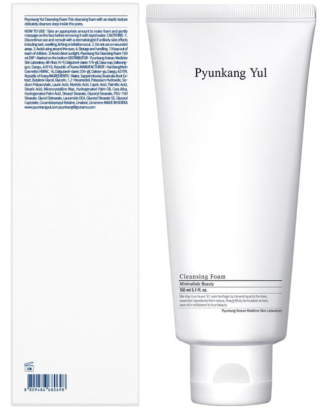 Vacuum cleaner for pores: A gentle but mighty cleansing foam made with ledebouriella seseloides extract that delivers highly effective cleansing with lots of delightful bubbles. The stretchy consistency of Pyunkang Cleansing Foam adheres to dirt and oil trapped within pores and removes it, leaving skin feeling clean and fresh without drying.