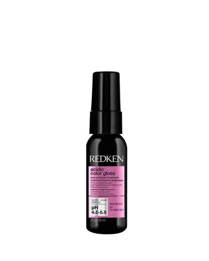 Redken Acidic Color Gloss Heat Protection Leave-In Treatment Spray for color-treated hair is a leave-in conditioner spray that offers heat protection from heat styling, hydrates hair, detangles and conditions.