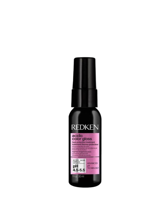 Redken Acidic Color Gloss Heat Protection Leave-In Treatment Spray for color-treated hair is a leave-in conditioner spray that offers heat protection from heat styling, hydrates hair, detangles and conditions.