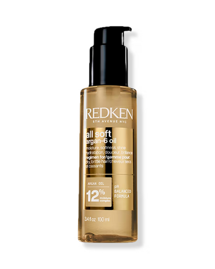Redken All Soft Argan-6 Oil for dry hair looking for moisture, softness shine, strength and heat protection.