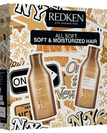 Limited edition holiday set that includes 16.9 Oz. All Soft Shampoo and Conditioner.
