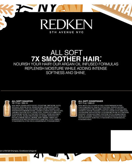 Limited edition holiday set that includes 16.9 Oz. All Soft Shampoo and Conditioner.