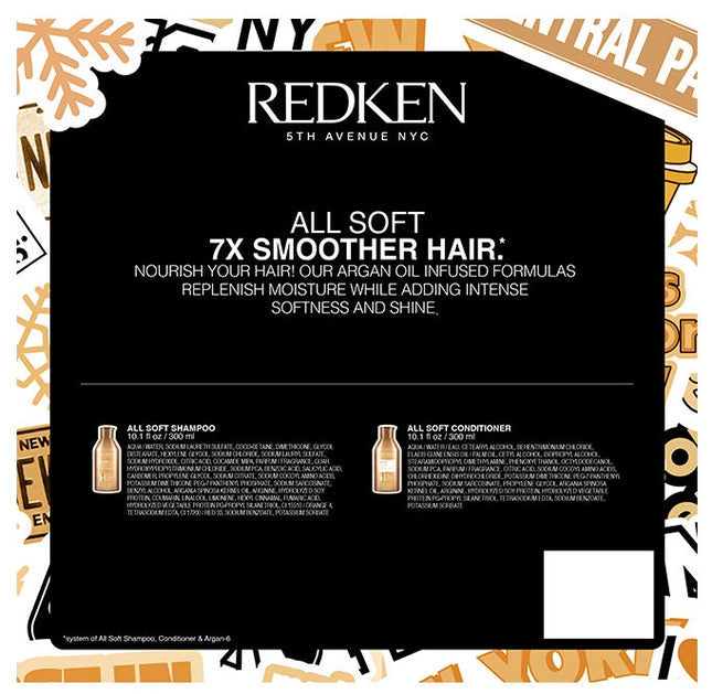 Limited edition holiday set that includes 16.9 Oz. All Soft Shampoo and Conditioner.