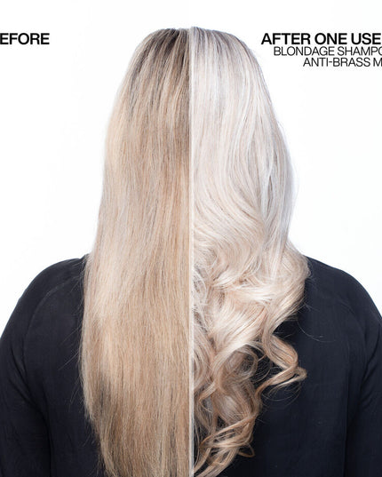 Ultra pigmented color depositing anti brass purple hair mask for blonde hair.