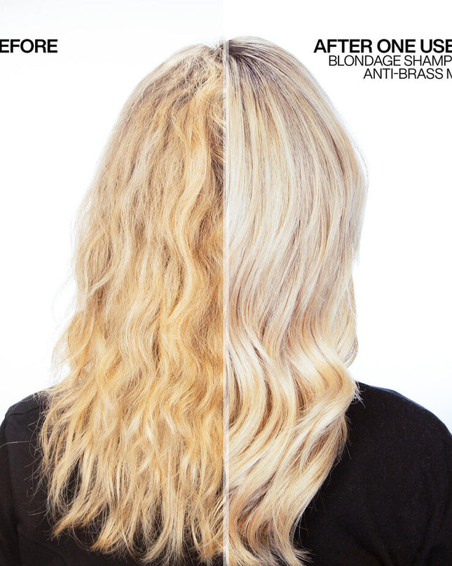 Ultra pigmented color depositing anti brass purple hair mask for blonde hair.