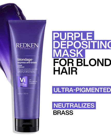 Ultra pigmented color depositing anti brass purple hair mask for blonde hair.