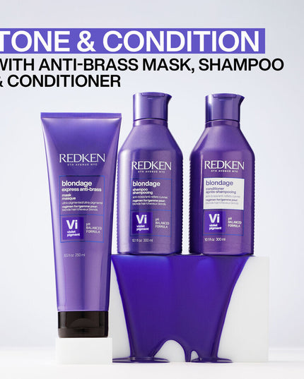 Ultra pigmented color depositing anti brass purple hair mask for blonde hair.