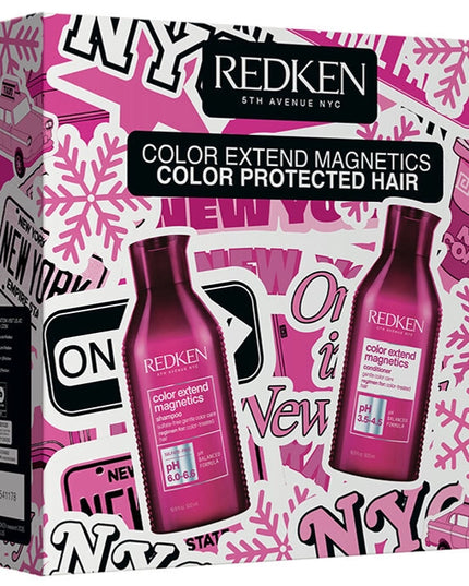 Limited edition holiday set that includes 16.9 Oz. Color Extend Magnetics Shampoo and Conditioner.