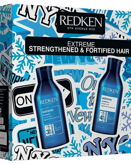 Limited edition holiday set that includes 16.9 Oz. Extreme Shampoo and Conditioner.