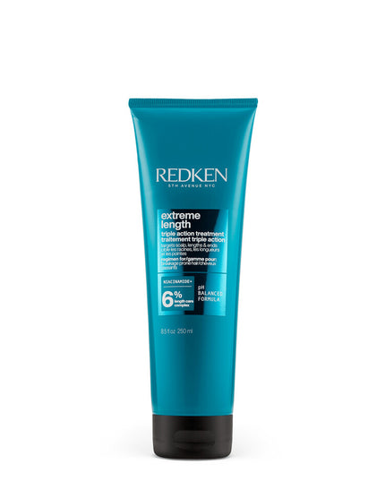 5 minute triple action treatment mask that helps promote a healthy, nourished scalp, strengthen the lengths, and visibly reduce split ends for longer, stronger hair. Formulated with Length Care Complex, featuring biotin, niacinamide and castor oil.