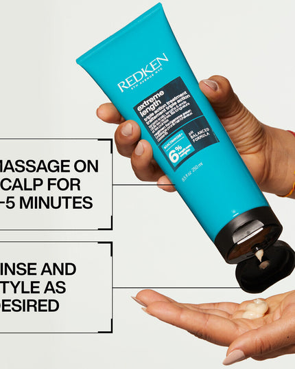 5 minute triple action treatment mask that helps promote a healthy, nourished scalp, strengthen the lengths, and visibly reduce split ends for longer, stronger hair. Formulated with Length Care Complex, featuring biotin, niacinamide and castor oil.