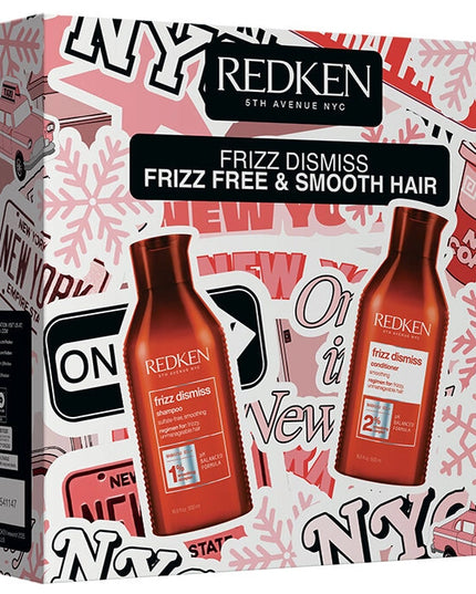 Limited edition holiday set that includes 16.9 Oz. Frizz Dismiss Shampoo and Conditioner.