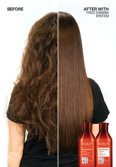 Frizz Dismiss Instant Deflate is a hair oil-in-serum suitable for all hair types that helps control the excess volume on puffy, frizzy hair caused by humidity.