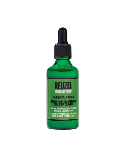 Rosemary Mint Hair & Scalp Serum is a weightless serum featuring REUZEL’sproprietary R3 Peptide and Cellular Nutrient Complex. Designed to supportscalp balance and visible hair resilience delivering the appearance offuller-looking hair, while helping reduce the appearance of visible shedding.