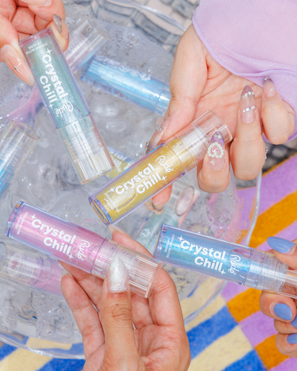 Embrace the Chill. Meet your new go-to gloss for lips that look icy and feel cool. Crystal Chill delivers a dazzling, iridescent glitter finish with a refreshing cooling sensation that instantly perks up your pout. Wear it solo for a frosty shimmer or layer it over your fave lip color to level up your look.