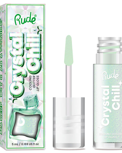 Embrace the Chill. Meet your new go-to gloss for lips that look icy and feel cool. Crystal Chill delivers a dazzling, iridescent glitter finish with a refreshing cooling sensation that instantly perks up your pout. Wear it solo for a frosty shimmer or layer it over your fave lip color to level up your look.