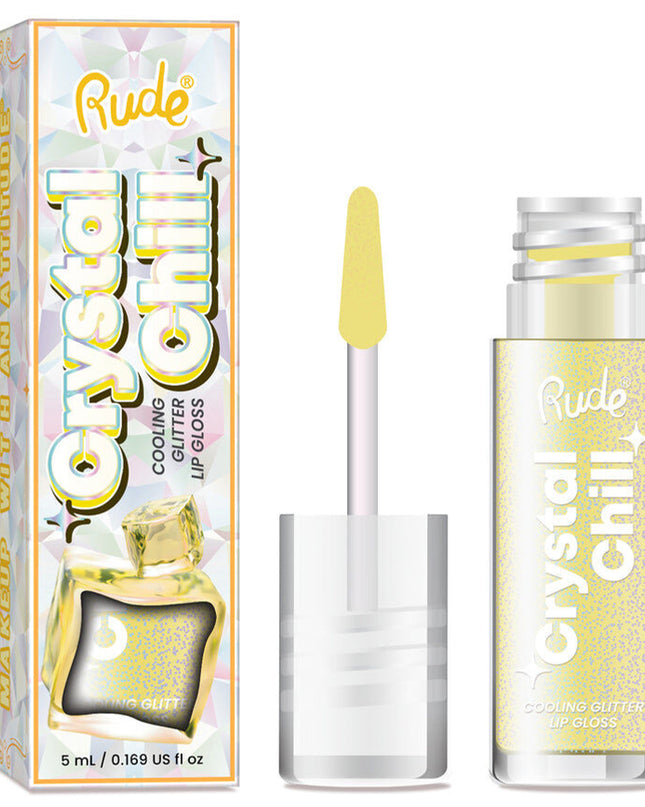Embrace the Chill. Meet your new go-to gloss for lips that look icy and feel cool. Crystal Chill delivers a dazzling, iridescent glitter finish with a refreshing cooling sensation that instantly perks up your pout. Wear it solo for a frosty shimmer or layer it over your fave lip color to level up your look.