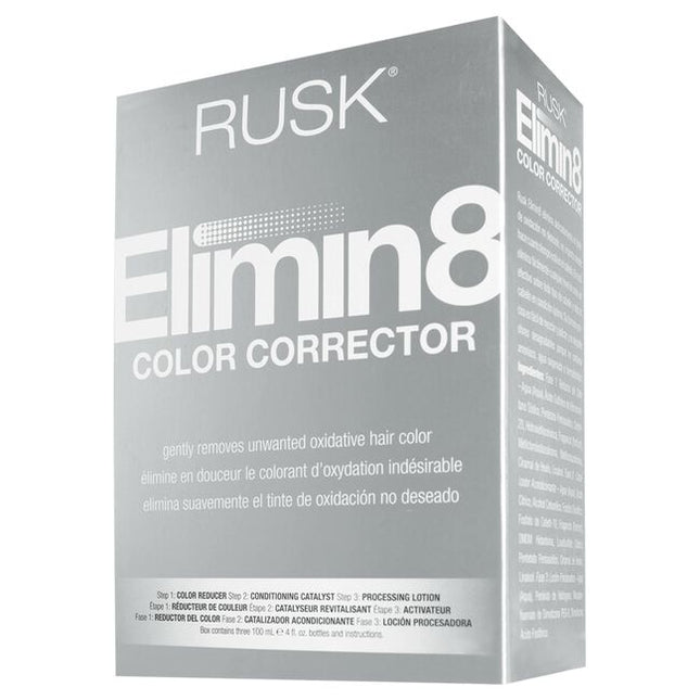 Rusk Elimin8 Color Corrector gently removes unwanted permanent color with a non-progressive, precise control formula that contains no ammonia, peroxide, bleach or formaldehyde.