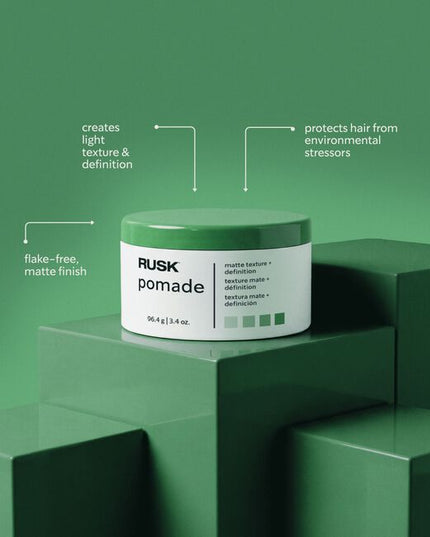 Texture. Definition. Matte finish. Buildable pomade for shape, hold, and support.