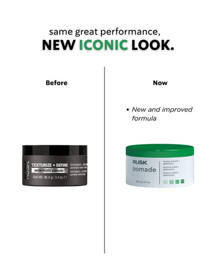 Texture. Definition. Matte finish. Buildable pomade for shape, hold, and support.