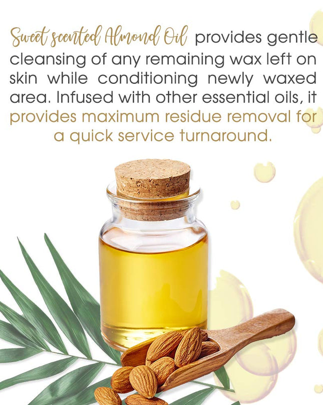 Post-depilatory cleansing oil. Removes wax residue easily - penetrating quickly while moisturizing the skin for a silky finish to waxing services. A combination of sunflower oil, wheat germ oil and almond oil, Satin Release® can also be used to clean and maintain roll-on applicators.