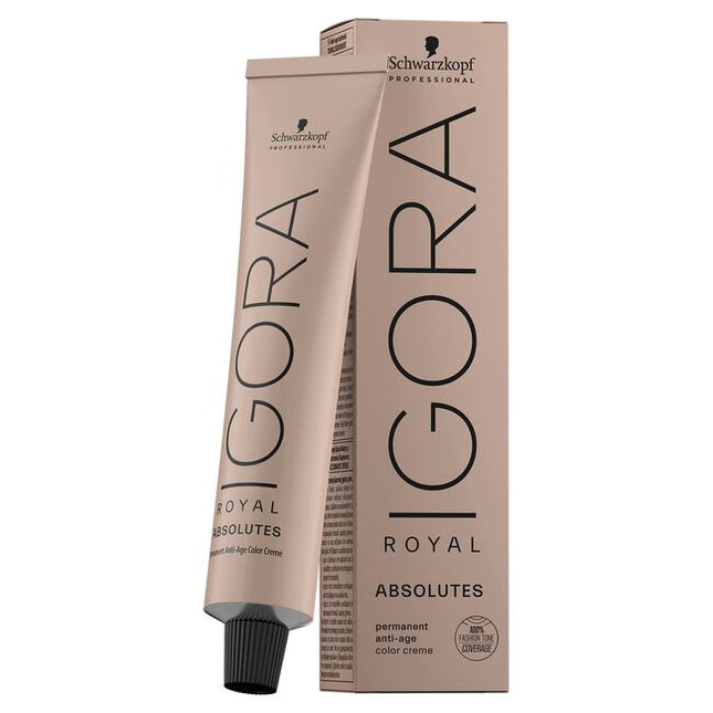 Schwarzkopf Igora Royal Absolutes contain biotin-s anti-age technology which helps to maintain a youthful image that gives absolute confidence. All Igora Royal Absolutes provide 100% white hair coverage. The range offers from 20 intense fashion shades, while the 10 softer double-reflex shades in Absolutes Age Blend perfectly complement mature skin tones for flattering, natural looking results.