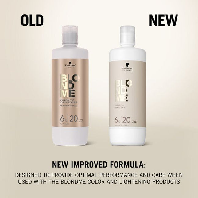 With an enhanced formulation containing glycerin, known for its caring properties, the BLONDME 6%/20 Volume Premium Developer is specially developed for the precise application of lightening products. When used with BLONDME Lighteners, Swell Control Technology ensures optimal precision and controlled lightening results. This premium developer is designed to provide optimal performance and care when used with BLONDME colour and lightening products.