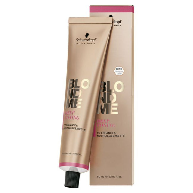 The BLONDME Deep Toning range consists of 5 intermixable deep toning shades designed to enhance hair bases 5–8: