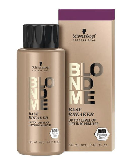 Ideal for clients looking for seamless root transition with a gentle cool blonde tone deposit, BLONDME Base Breaker Extra Cool provides 1 level of lift in up to 10 minutes on medium to dark pre-lightened blonde hair, whilst softly neutralizing unwanted warm undertones with its gentle, anti-orange formula. Available in Soft Cool, Cool and Extra Cool, BLONDME Base Breaker achieves the optimal blend between virgin hair and lightened hair for illuminated, natural-looking blonde.