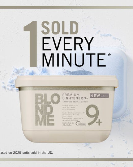NEW Improved Formula, BLONDME Premium 9+ Developer, with Schwarzkopf Bonding and anti-metal bond protection, provides advanced neutralization and up to 9 levels of lift.