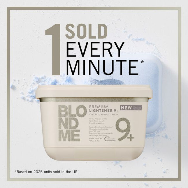 NEW Improved Formula, BLONDME Premium 9+ Developer, with Schwarzkopf Bonding and anti-metal bond protection, provides advanced neutralization and up to 9 levels of lift.