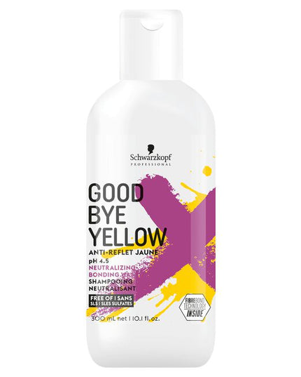 Goodbye Yellow is Schwarzkopf Professional's first highly-pigmented, anti-yellow wash. Free of SLS/SLES sulphates, this wash provides a gentle cleansing action and instant tonal deposit to counteract and neutralise underlying warm tones.