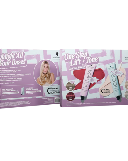 Experience our new IGORA ROYAL Highlifts shades (12-91 & 12-22) and the IGORA ROYAL Fashion Lights shade (L-24) in this Strong Bonds Kit — now featuring Schwarzkopf Bonding technology.