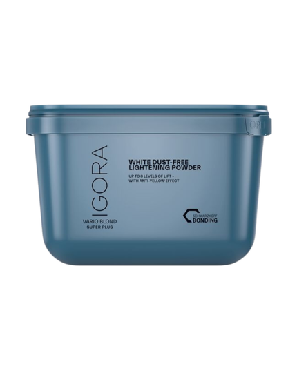 The IGORA VARIO BLOND Super Plus Powder Lightener offers up to 8 levels of lift and delivers precise neutralization with its anti-yellow effect. This formula with integrated Fibre Bond Technology enforces bonds within the hair fiber to reduce breakage.