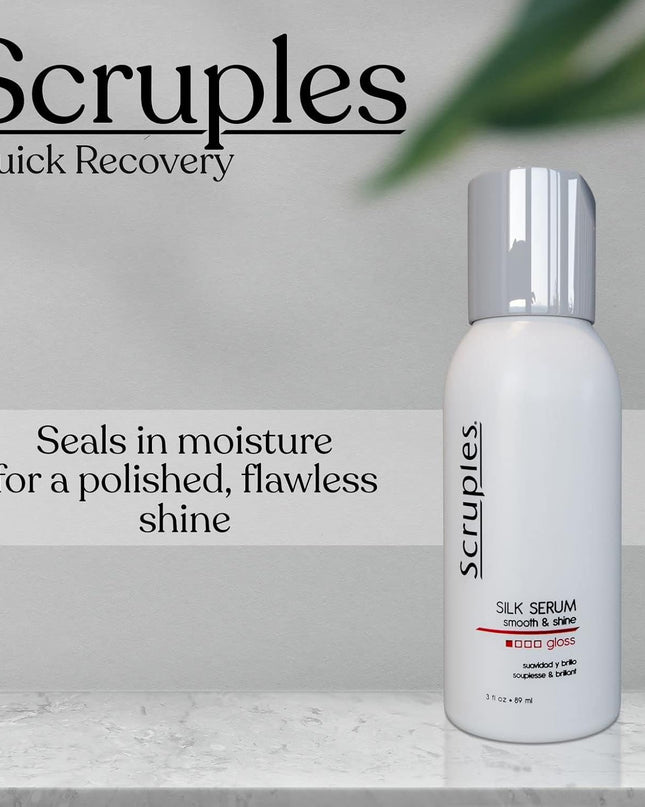 Our Silk Serum is a lightweight, quick drying formula that acts as a soothing gloss sealing in needed moisture providing you a polished, flawless shine. We've infused this formula with Vitamin E which helps restores your clients hair back to optimal health.