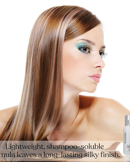 Our Silk Serum is a lightweight, quick drying formula that acts as a soothing gloss sealing in needed moisture providing you a polished, flawless shine. We've infused this formula with Vitamin E which helps restores your clients hair back to optimal health.