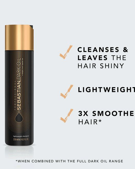 Lightweight Shampoo infused with a special blend of oils. The Dark Oil Lightweight Shampoo cleanses while adding natural body and shine without weighing down the hair. Suitable for all hair types, leaving your hair up to 3 times smoother.