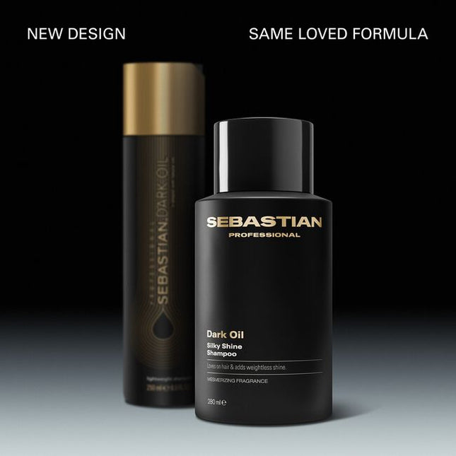 Sebastian Professional Dark Oil Silky Shine Shampoo, a revitalizing shampoo that creates silky shine and weightless body. This shampoo leaves hair with a mesmerizing fragrance and loves on every strand of your hair. Dark Oil Shampoo—part of the Dark Oil routine that loves all hair types.