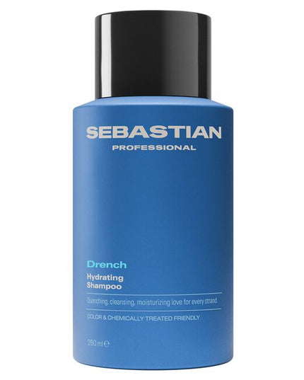 Sebastian Professional Drench Hydrating Shampoo, a quenching shampoo for dry hair in need of moisture. This cleansing shampoo helps calm frizz, creating silky body and movement. Suitable for colored and chemically treated hair.