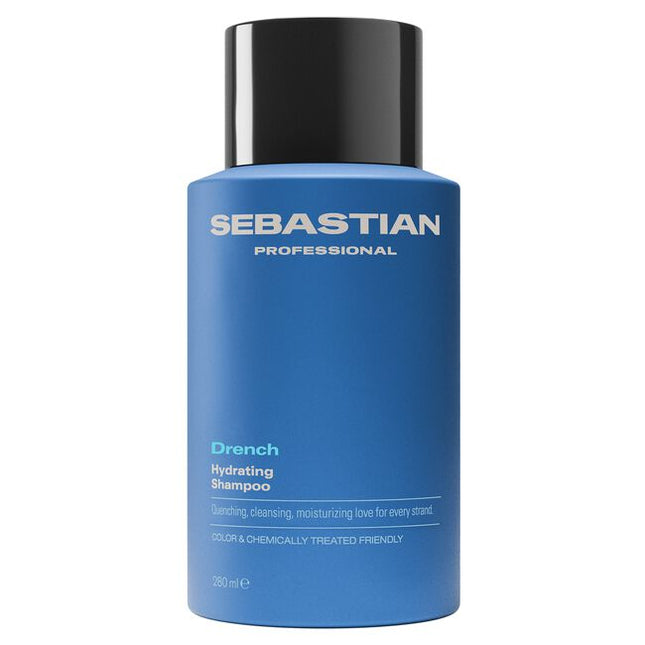 Sebastian Professional Drench Hydrating Shampoo, a quenching shampoo for dry hair in need of moisture. This cleansing shampoo helps calm frizz, creating silky body and movement. Suitable for colored and chemically treated hair.