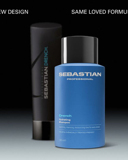 Sebastian Professional Drench Hydrating Shampoo, a quenching shampoo for dry hair in need of moisture. This cleansing shampoo helps calm frizz, creating silky body and movement. Suitable for colored and chemically treated hair.