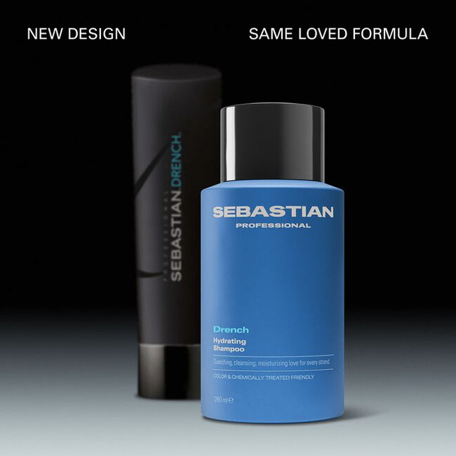 Sebastian Professional Drench Hydrating Shampoo, a quenching shampoo for dry hair in need of moisture. This cleansing shampoo helps calm frizz, creating silky body and movement. Suitable for colored and chemically treated hair.
