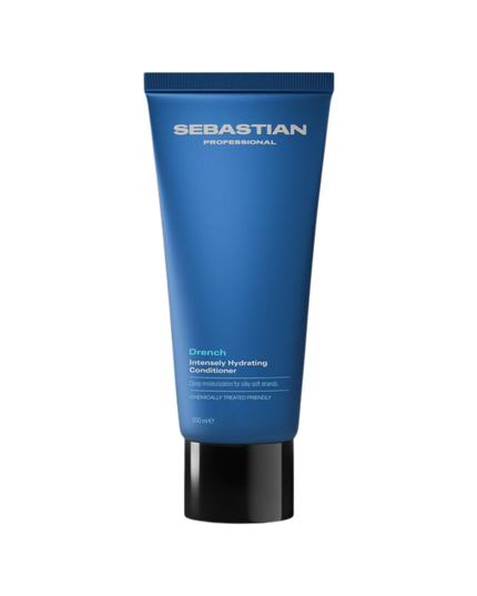 Sebastian Professional Drench Intensely Hydrating Conditioner, a deeply moisturizing conditioner that loves dry, thirsty hair. The intensely hydrating formula drenches and detangles to calm frizz and revive softness. Suitable for colored and chemically treated hair.