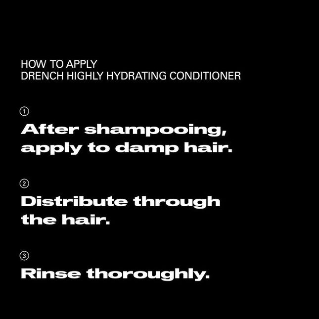 Sebastian Professional Drench Intensely Hydrating Conditioner, a deeply moisturizing conditioner that loves dry, thirsty hair. The intensely hydrating formula drenches and detangles to calm frizz and revive softness. Suitable for colored and chemically treated hair.