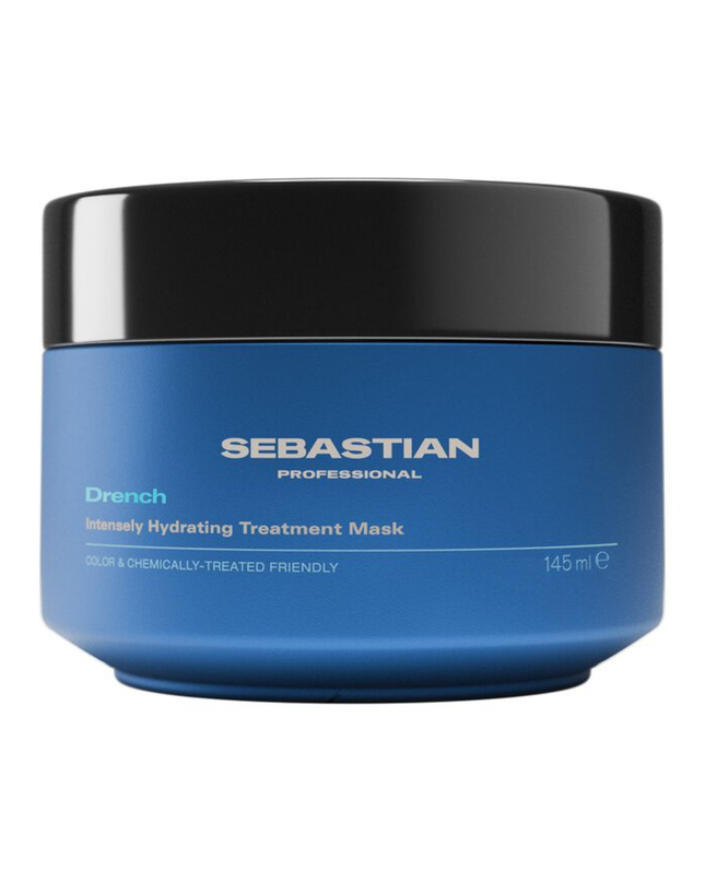 Sebastian Professional Drench Intensely Hydrating Treatment Mask is a 5-minute hair rehab for deep moisturization and movement. Intensely hydrating and chemically-treated friendly, the moisturizing formula loves dry, thirsty hair. use the Smooth and Shine Mask as part of a Dark Oil hair routine. Dark Oil Mask—part of the Dark Oil routine that loves all hair types.