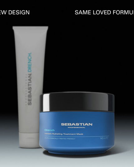 Sebastian Professional Drench Intensely Hydrating Treatment Mask is a 5-minute hair rehab for deep moisturization and movement. Intensely hydrating and chemically-treated friendly, the moisturizing formula loves dry, thirsty hair. use the Smooth and Shine Mask as part of a Dark Oil hair routine. Dark Oil Mask—part of the Dark Oil routine that loves all hair types.