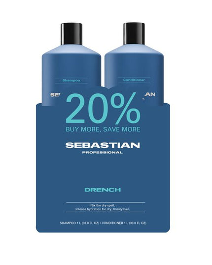 Sebastian Drench moisturizing shampoo and conditioner are intense nourishing formulas that rehydrates dry, frizzy, and chemically treated hair for a re-invigorated silky body and bounce. Color safe.