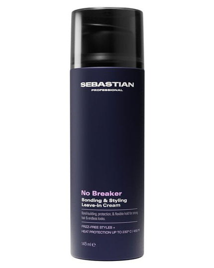 Sebastian Professional NO.BREAKER Bonding & Styling Leave-In Cream loves stressed hair, providing bond-building for frizz control, workable hold & deep conditioning. Achieve frizz-free styles + heat protection up to 230º C / 450 ºF.